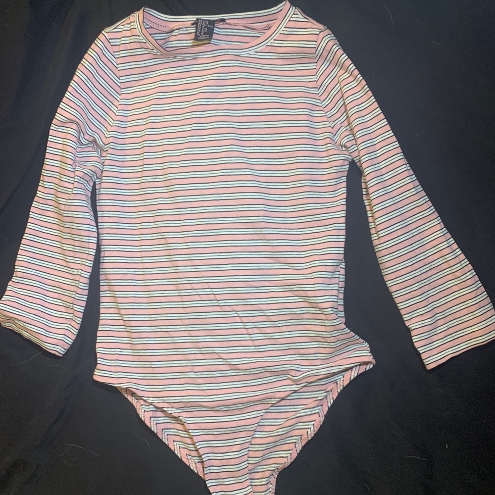 Pink stripped body suit